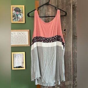 Maurices Pink and Gray Colorblock Tank Top